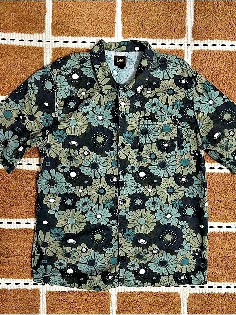 Lee Men's Floral Button Down Green & Black